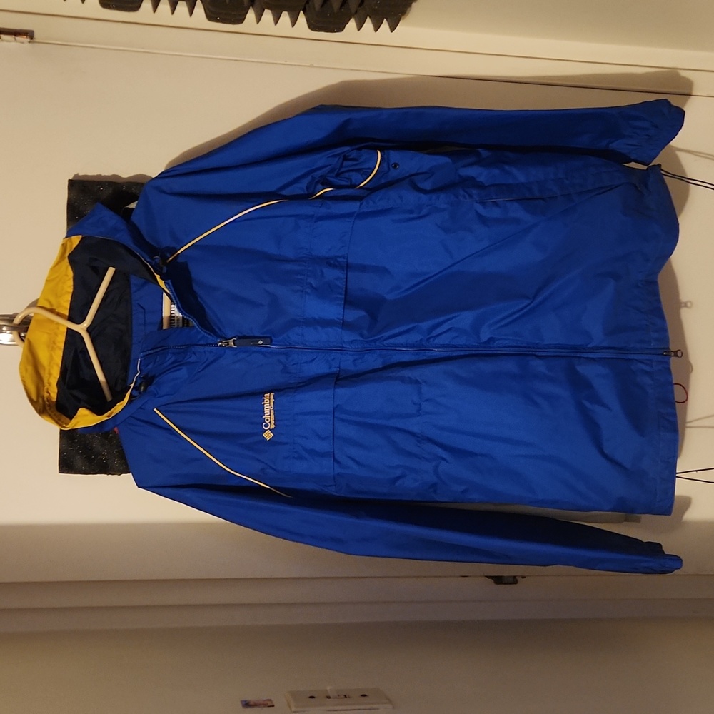 Columbia Blue & Yellow Embroidered Logo Full Zip Hooded Windbreaker Jacket